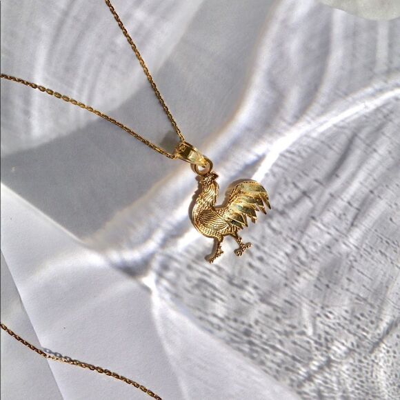 Rooster (coq) 14k Solid Gold Pendant Tehrani perfect gift - Picture 3 of 5